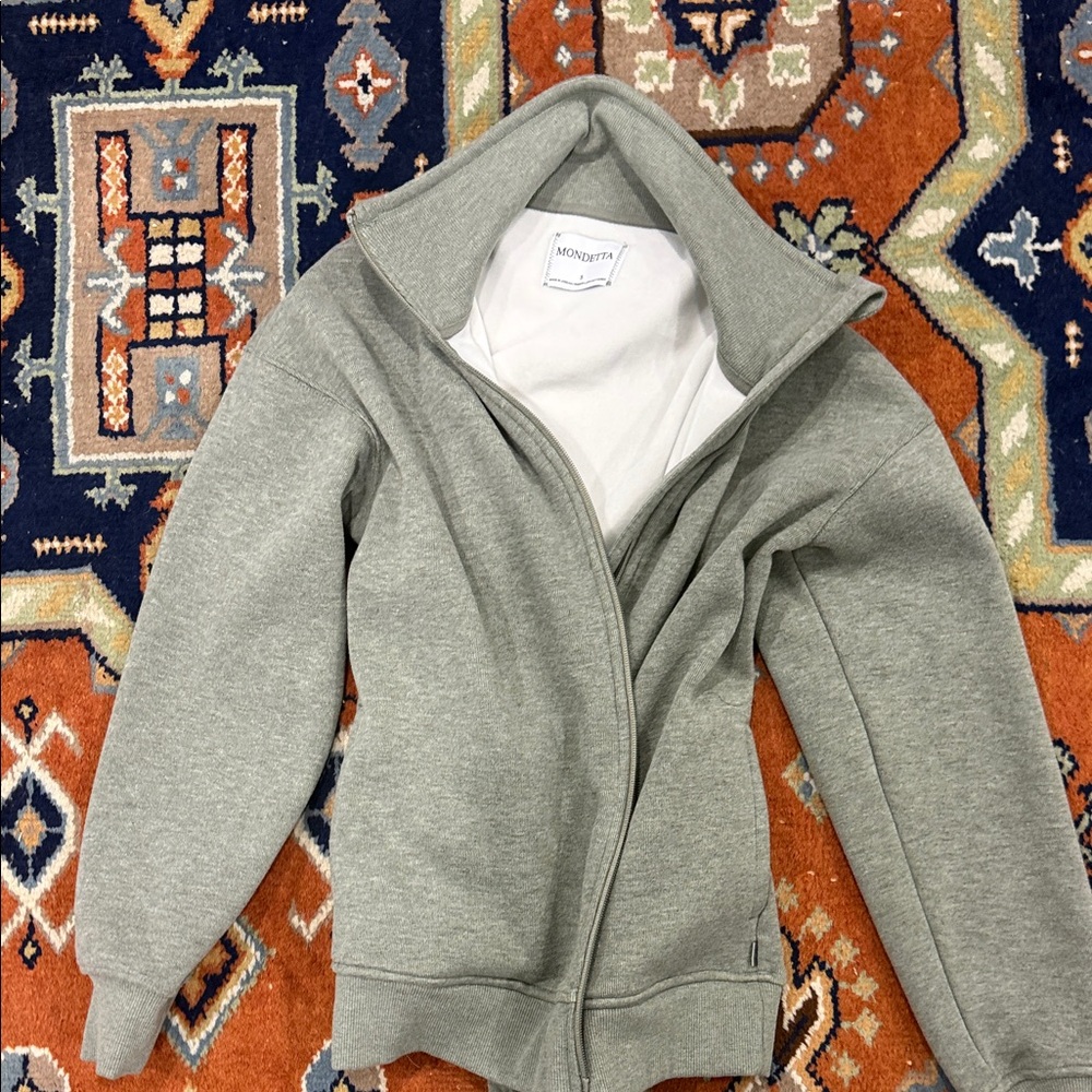 Mondetta Light Gray/green Full-Zip Jacket small